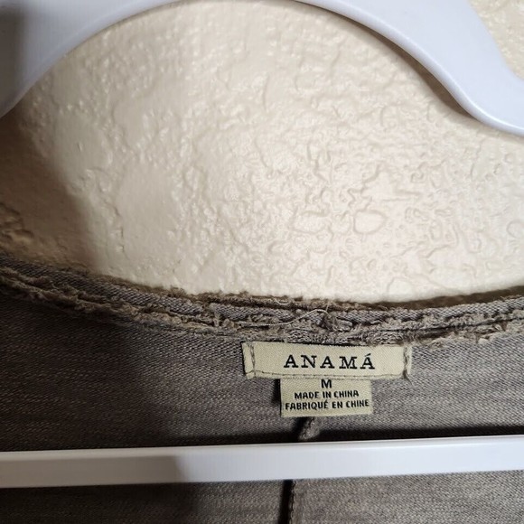 Anama Hi-Lo Tunic Top Women's Medium Gray Ruffle Cap Sleeve Boho Light Academia - Picture 7 of 8